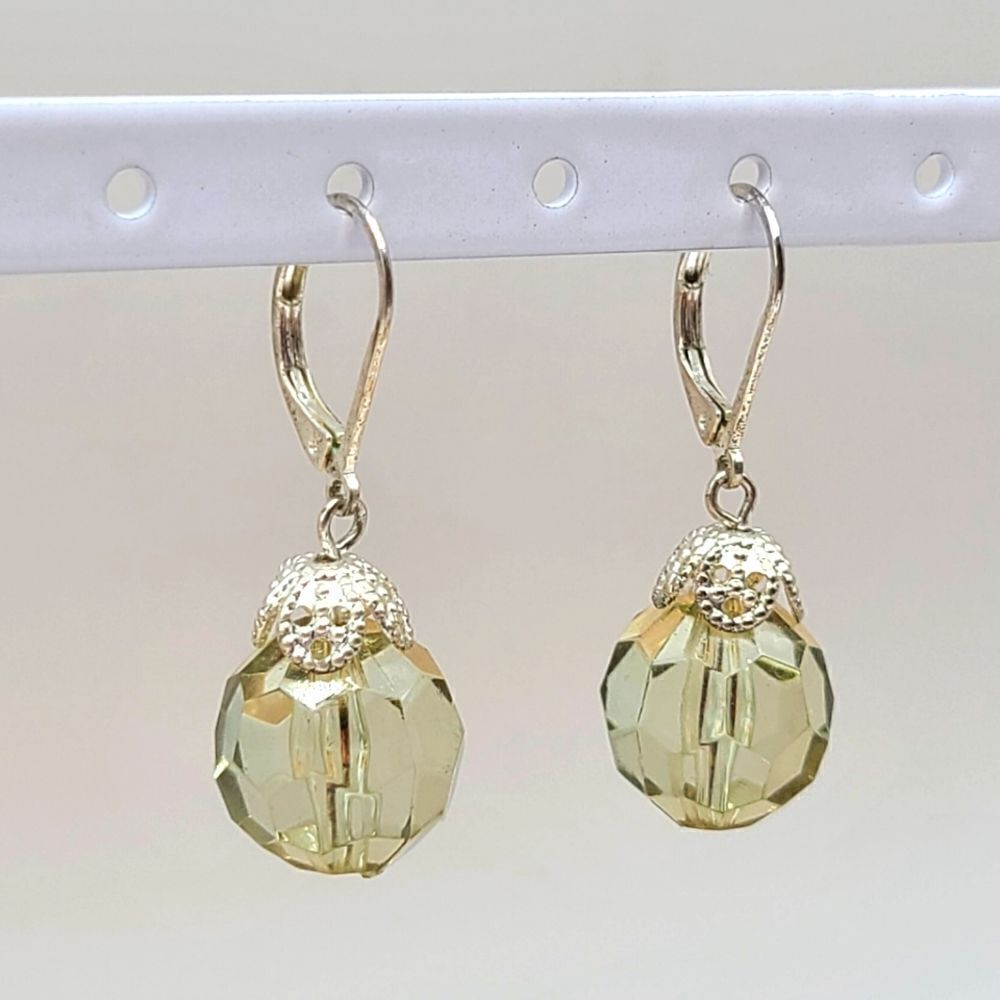 Faceted bead dangle earrings,